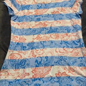 J.McLaughlin XS paisley‑stripe tee